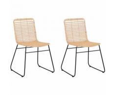Set di 2 sedie da pranzo in rattan color naturale BERITO