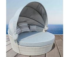 divano da giardino circolare completo di cuscino intreccio in rattan sintetico