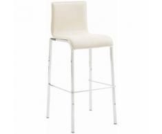 Sgabello bar KADO in similpelle liscia gambe quadrate Crema Metallo cromato