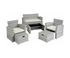 Salottino in rattan Modena - arredo giardino, mobili da giardino, set da giardino - grigio chiaro