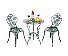 Set di 3 Pezzi Tavolo da Giardino con 2 Sedie, Set di Mobili da Balcone, 1 Tavolo e 2 Sedie,