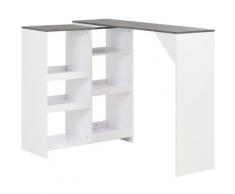 Tavolo da Bar con Scaffale Mobile Bianco 138x40x120 cm VD20752 - Hommoo