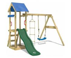 Parco giochi WICKEY TinyCabin Gioco da giardino per bambini con altalena, scivolo, sabbiera, tetto