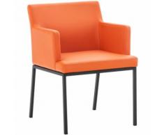 Sedia Pranzo Moderna Richardson In Similpelle Arancione Metallo nero opaco