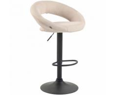 Sgabello Cucina Olinda In Tessuto Crema Metallo nero opaco