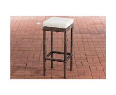 Sgabello polyrattan Alia con imbottitura Tondo/marrone mélange Bianco crema
