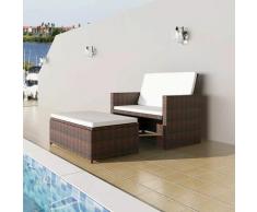 Divano da Giardino in Polyrattan Marrone