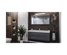 Set da bagno Damo 130 Armadio a specchio & Carrara-marmo 1 foro in antracite