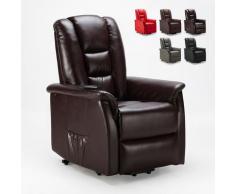 Poltrona relax reclinabile sistema alzapersona in similpelle design JOANNA FIX | Colore: Marrone