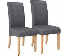 Set di 2 Sedie da Cucina, Sedie da Pranzo, Sgabello con Schienale, Rivestimento in Cotone e Lino,