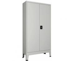 Armadio per Ufficio con 2 Ante Acciaio 90x40x180 cm Grigio