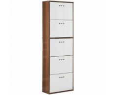 Scarpiera Salvaspazio In Legno Con 5 Scomparti Per 30 Paia 60x28x189 Cm Benzoni