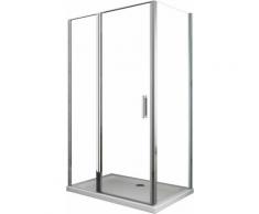 Box doccia angolare parete fissa e porta battente e fisso in linea vetro 6 mm reversibile Misura