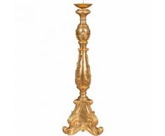 Candelabro Candeliere Porta Candele da Appoggio in Legno Decorato 1 Braccio
