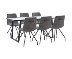 Set Sala da Pranzo 7 pz in Similpelle Marrone Scuro