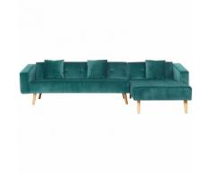 Divano letto angolare in velluto sinistro verde VADSO