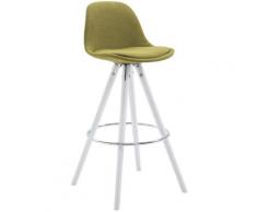 Sgabello Franklin in tessuto gambe tonde Verde Bianco