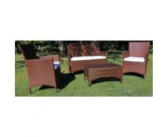 Set Da Giardino Divano Poltrone E Tavolino In Polyrattan Morel Valeria Marrone