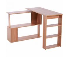 HOMCOM Scrivania Angolare da Computer PC per Ufficio Design a L Girevole con 5 Ripiani, Legno,