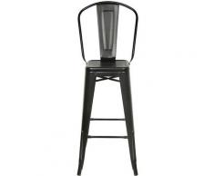 Oobest - 4 x Sedia da Sala da Pranzo in Metallo Ferro con Schienale Stile Vintage, Nero