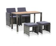 Set da Pranzo da Giardino 5 pz Polyrattan e Acacia Antracite