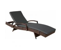 Lettino prendisole Océane in rattan - sdraio, sdraio da giardino, lettino mare - nero/marrone