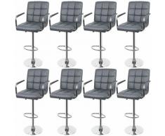 BATHRINS®8 x Sgabello alto,Seggiolone con schienale braccioli caricabile fino a 120kg - grigio,