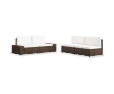 Set Divani da Giardino 4 pz in Polyrattan Marrone