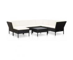 Set Divani da Giardino 8 pz con Cuscini in Polyrattan Nero