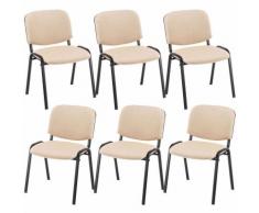 Set 6x Sedie Ufficio Ken In Tessuto Crema