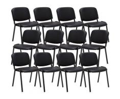Set 12 Sedie Ufficio Visitatore Ken Imbottite In Similpelle Nero