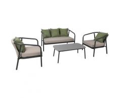 Set Salotto Da Giardino In Alluminio Divano 2 Poltrone E Tavolino Vorghini Lubecca