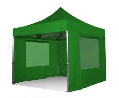 Gazebo 3x3 ultraresistente pieghevole in alluminio con laterali finestati - VERDE