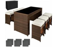 set da bar in rattan Capri - tavolo bar, sedie rattan, sedie da bar - marrone
