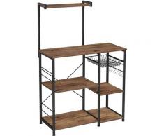 VASAGLE Scaffale da Cucina, Supporto per Forno a Microonde con Ripiani, Cesti in Filo Metallico, 6