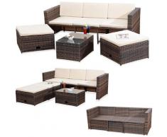 Lounge Garden Set Rattan Mobili Rattan Polyrattan Sedute Set Divano Tavolo 2 Sgabelli marrone