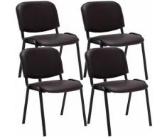 Set 4 Sedie Ufficio Visitatore Ken Imbottite In Similpelle Marrone