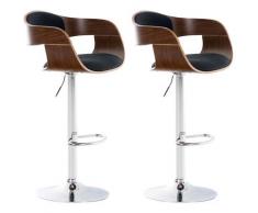 CLP - Set 2 sgabelli cucina Kingston in tessuto Noce/nero