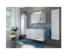 Set da bagno Helios 4 parti incl. armadio a specchio in bianco lucido