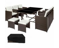 Set da giardino in rattan Malaga, 6+4+1 con copertura protettiva, variante 2 - arredo giardino,