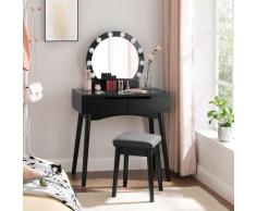 Toletta, Tavolo da Trucco con Specchio e Lampadine per Il Make Up, Sgabello Imbottito e 2 Ampi