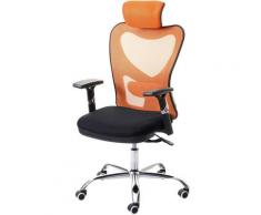 Poltrona sedia da ufficio ergonomica girevole HWC-F13 tessuto traspirante nero arancio