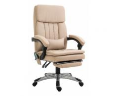 Vinsetto Poltrona da Ufficio Massaggiante e Riscaldante in Similpelle Beige