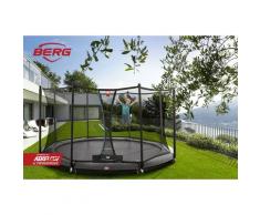 SOLO TRAMPOLINO Tappeto elastico da giardino rotondo 380cm – grigio. Rete con ingresso a chiusura