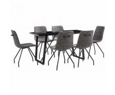 Set Sala da Pranzo 7 pz in Similpelle Marrone Scuro