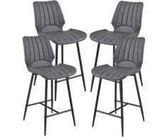 Sgabello da Bar Planica 102,5 x 46,5 x 51 cm Set di 4 Similpelle alcantara Imbottito Grigio Scuro