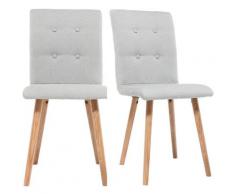 Sedia design grigio chiaro e legno gruppo di due HORTA