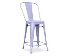 Sgabello da bar Tolix quadrati con schienale Pauchard Style - 60cm Lavanda