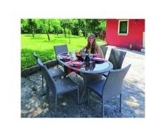 DFL - Set giardino in polyrattan 6 sedie + tavolo arredo giardino