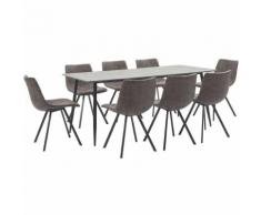 Set Sala da Pranzo 9 pz in Similpelle Marrone